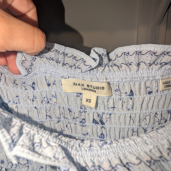 Blue Floral Cottagecore Maxi Dress Smocked Puff Sleeve Coquette Prairie Romantic - Picture 3 of 3